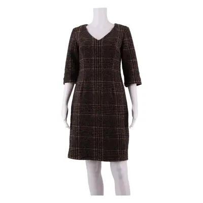 LAURA ASHLEY Womens Pencil Dress Brown Knit Wool Plaid Knee Length UK 10