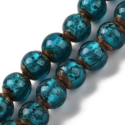Handmade Gold Sand Lampwork Beads Strands