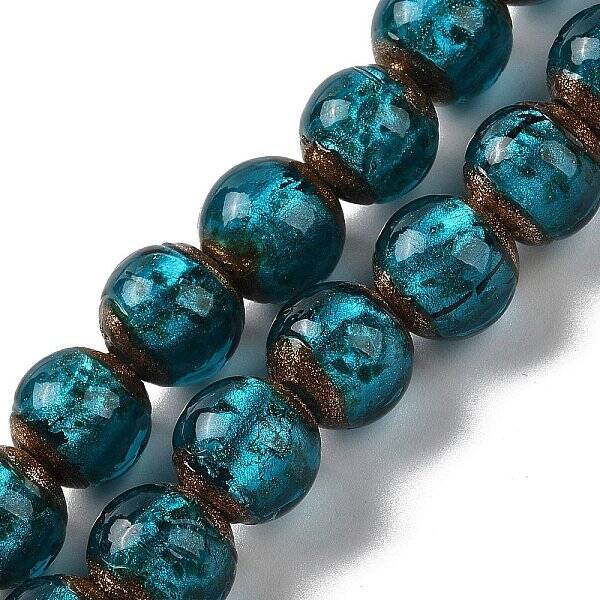 Handmade Gold Sand Lampwork Beads Strands