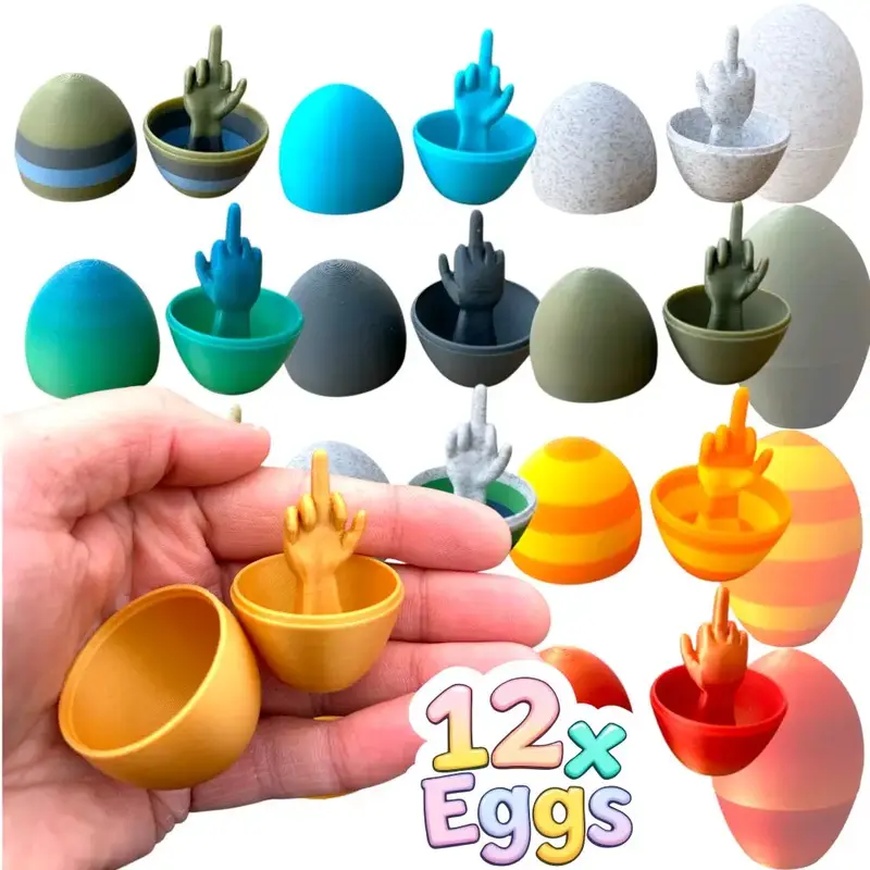 Middle Finger Easter Eggs Pack - Bulk Pack of 12, shipped out same business day, No 2 Eggs Same, Made in the USA