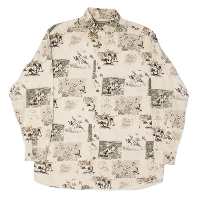 WOODS & WATER Hunting Mens Shirt Beige Long Sleeve M