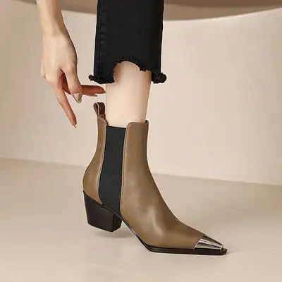 CHIKO Faraji Square Toe Block Heels Ankle Boots