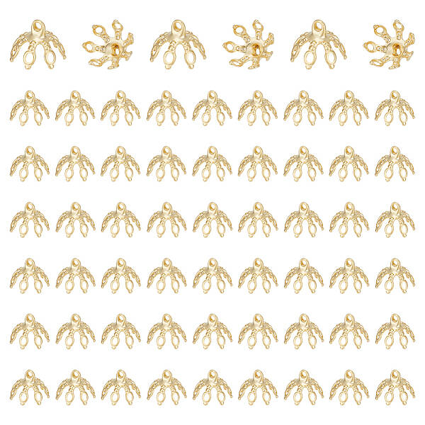 120Pcs Multi-Petal Brass Bead Caps