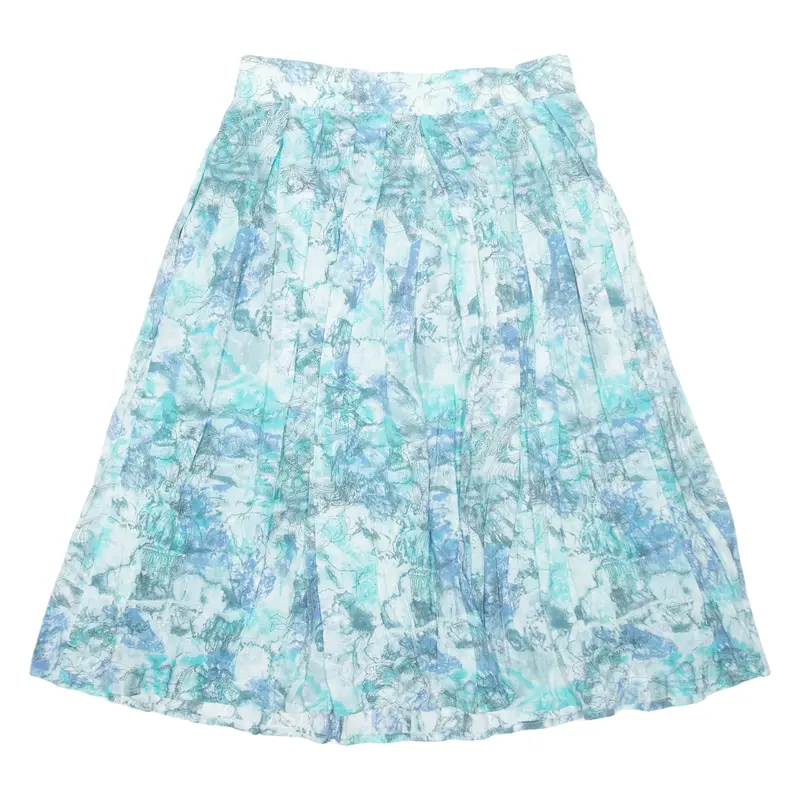 NICOLE Womens A-Line Skirt Blue Midi Crazy Pattern M