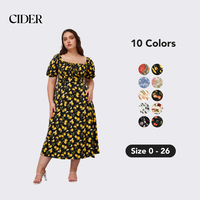 Cider [10 colors, Size 0-26] Cider Fruit A-Line Dress with Adjustable Bust & Detachable Puff Sleeves, Plus Size Lightweight S...