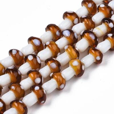 Mushroom Handmade Lampwork Beads Strands