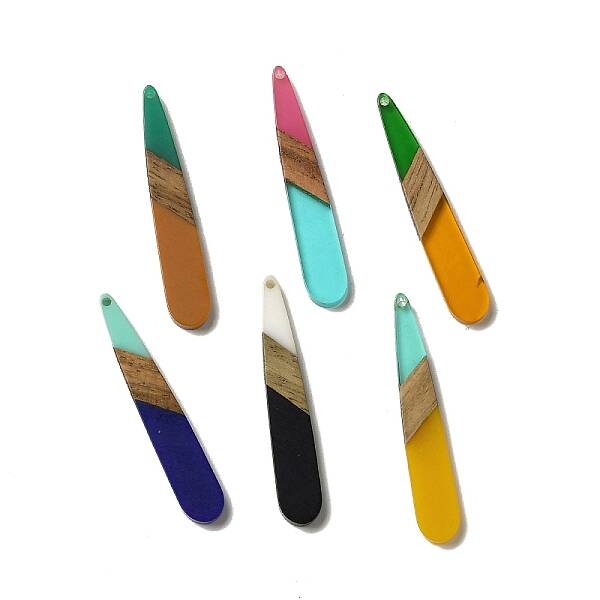 Opaque Resin & Walnut Wood Pendants
