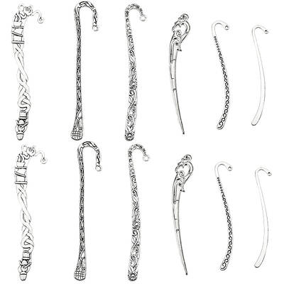 12Pcs 6 Style Tibetan Style Alloy Bookmarks Findings with Hole