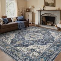 [Deals for You Days] MontVoo Medallion Washable Area Rug, Distressed Vintage Design, Non-Slip & Easy Care, Farmhouse, Living ...