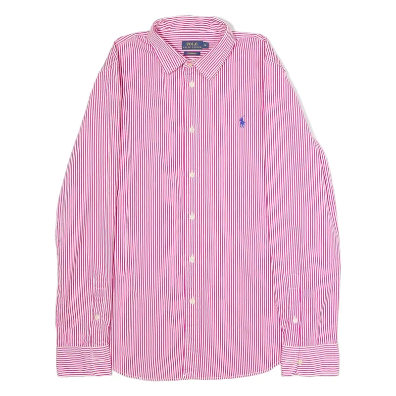 POLO RALPH LAUREN Custom Fit Boys Shirt Pink Striped Long Sleeve 14Y