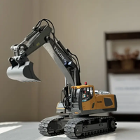 Multi-functional 1:20 scale RC alloy excavator, suitable for complex terrain, support USB charging, 2.4G wireless remote cont...