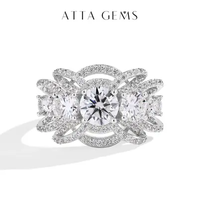 Sparkling Round Shape D VVS1 Synthetic Moissanite Ring for Women Engagement Wedding Jewelry R195