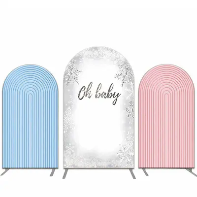 Aperturee Pink And Blue Snow Baby Shower Arch Backdrop Kit | Circle Arch Backdrop Diy | Wedding Arch Backdrop | Round Arch Ba...
