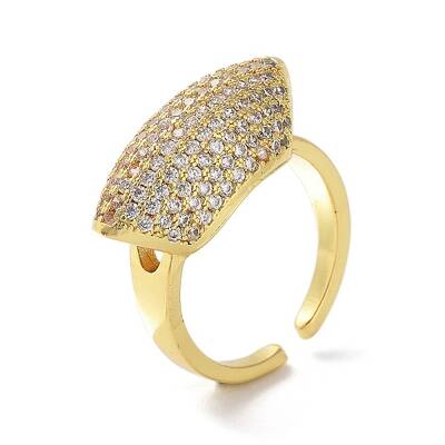 Brass with Cubic Zirconia Open Cuff Rings for Women