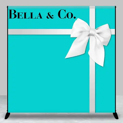 Custom Name Bow Tiffany Blue Birthday Backdrop - Aperturee