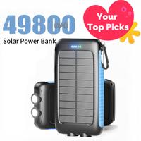 HolidayGifts-49800mAh Solar Charger Power Bank 15W Fast Charging with 3 Ports (2 USB, 1 Type-C) IP67 Waterproof for iPhone 15...