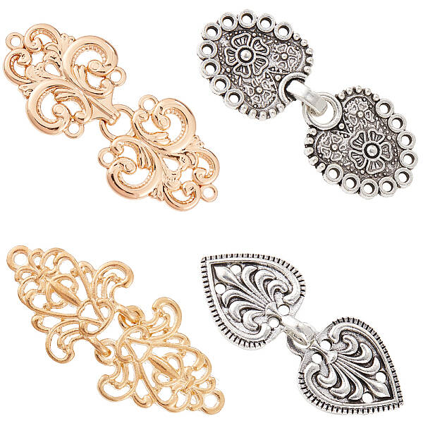 4Pcs 4 Styles Alloy Interlocking Clasps