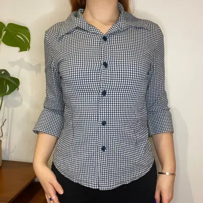 Unbranded Checked Shirt - Medium Blue Cotton