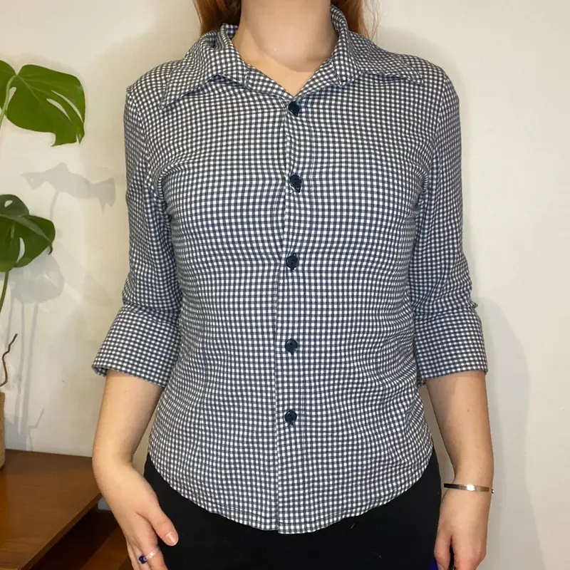 Unbranded Checked Shirt - Medium Blue Cotton