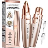 VG Vogcrest Rechargeable 2-in-1 Eyebrow & Facial Hair Remover for Women Painless Razor with LED Light for Lips Body Daily Gen...