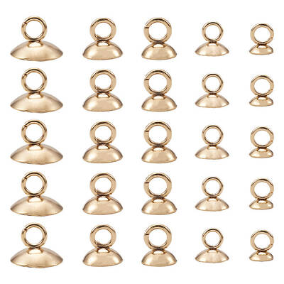 75pcs 5 Styles 304 Stainless Steel Bead Cap Pendant Bails