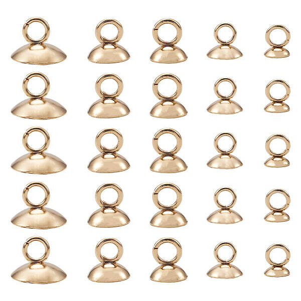 75pcs 5 Styles 304 Stainless Steel Bead Cap Pendant Bails