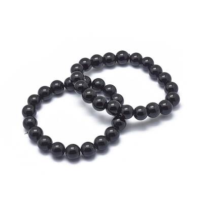 Synthetic Black Stone Bead Stretch Bracelets