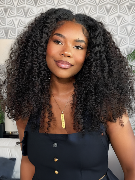 [200% Density = $109] Beginner Friendly V Part Kinky Curly Wig 0 Skill Needed Protective Style