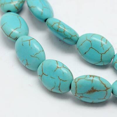 Dyed Synthetical Turquoise Oval Bead Strand