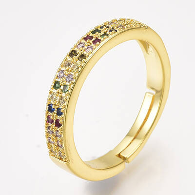 Adjustable Brass Micro Pave Cubic Zirconia Finger Rings