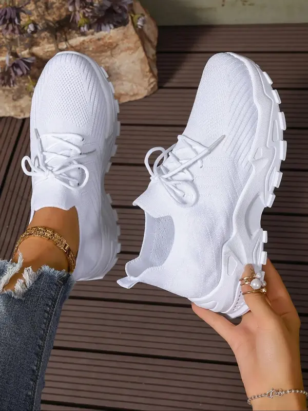Women's Fashionable Lace Up Low Top Sneakers, Casual Designer Sneakers, Athletic Girls Footwear, Comfortable Breathable Ligh...
