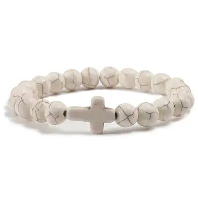 Blue Turquoise Cross Bracelet | Color: Beige | Size: 21cm