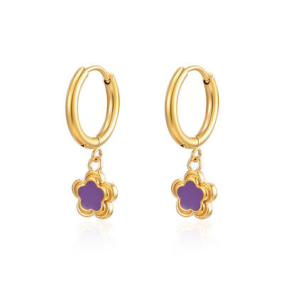 Stainless Steel Flower Dangle Earrings for Women