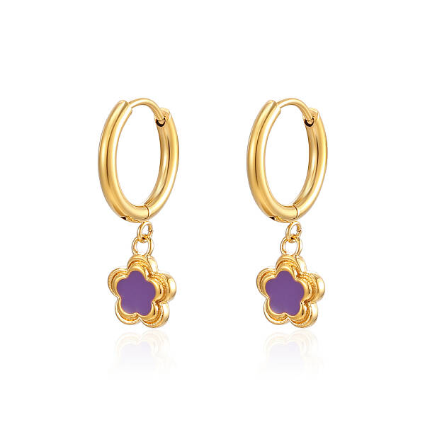 Stainless Steel Flower Dangle Earrings for Women