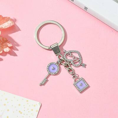 Alloy Enamel & Rhinestone Keychain