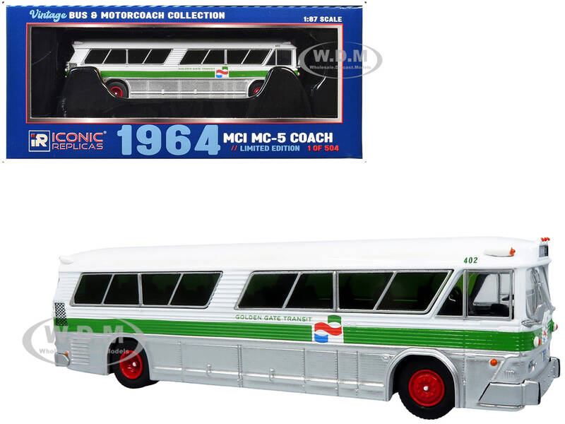 1964 MCI MC-5A Coach Bus Golden Gate Transit White with Green Stripes Vintage Bus & Motorcoach Collection Limited Edition...
