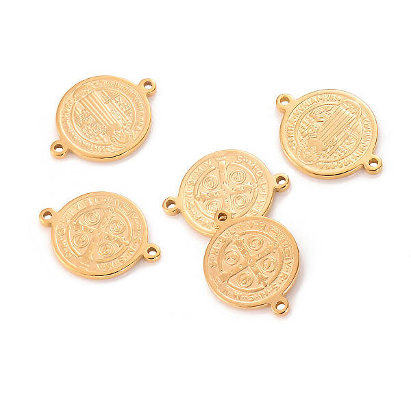 Stainless Steel Flat Round Connector Charms