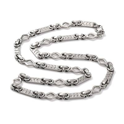 201 Stainless Steel Oval and Rhombus Links Necklace