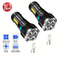 2pcs Tactical LED Flashlights with COB Side Lights, USB Rechargeable 500 Lumens, Quad-Core Strong Heat Dissipation, 18650 Bat...