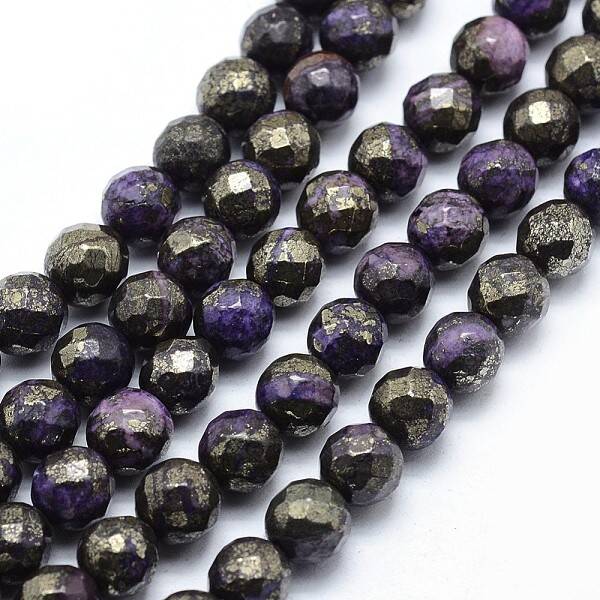 Dyed Natural Pyrite Beads Strands