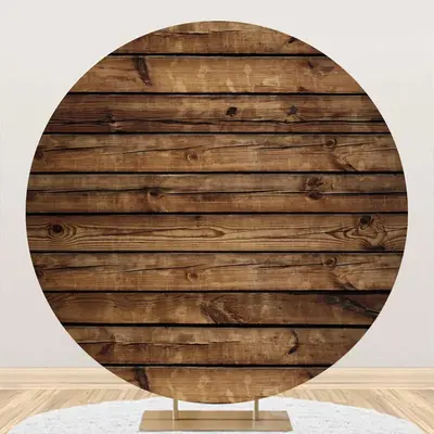 Retro Wooden Board Circle Backdrop For Decoration - Aperturee