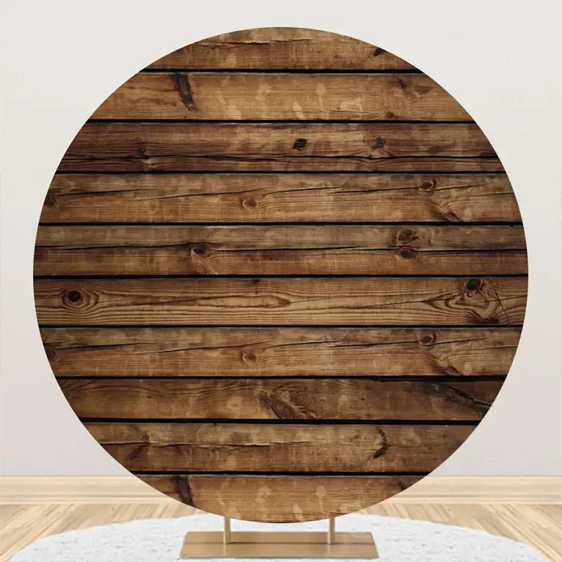 Retro Wooden Board Circle Backdrop For Decoration - Aperturee