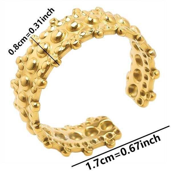 Round Ball Stainless Steel Open Cuff Ring for Unisex Simple