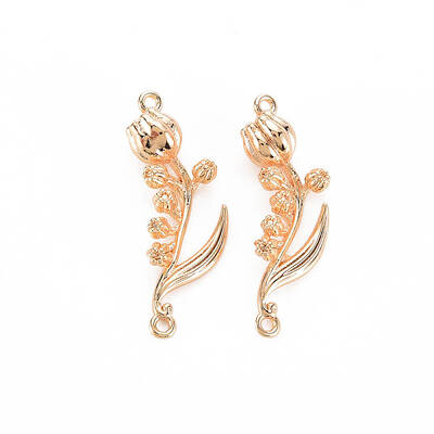 Brass Birth Flower Connector Charms