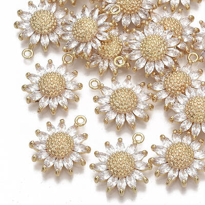 Brass Micro Pave Cubic Zirconia Pendants
