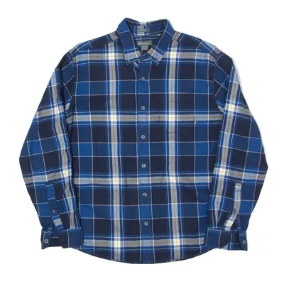 EDDIE BAUER Flannel Shirt Blue Plaid Long Sleeve Mens L