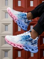 Unisex Ombre Color Design Breathable Blade Sole Sneakers, Casual Sporty Lace Up Running Shoes, Fashionable Walking Shoes for ...