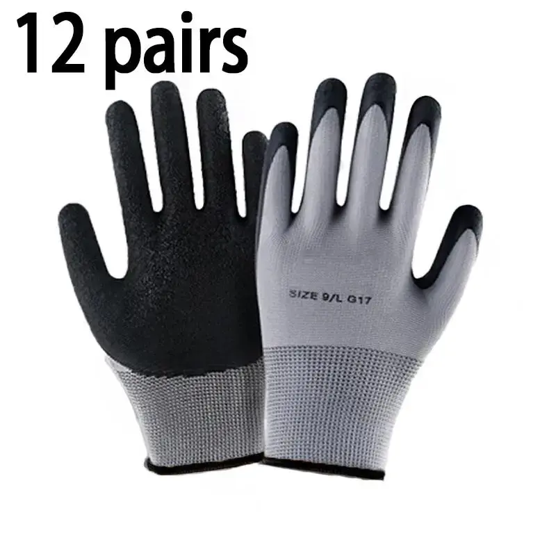 Anti-slip & Wear-resistant Industrial Work Gloves (12 Pairs), Breathable Gardening Work Gloves, Gardening & Woodworking Safet...