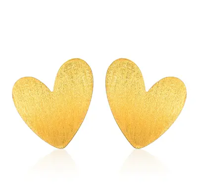 18K Gold Heart Stud Earrings