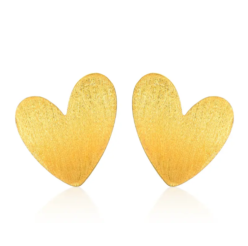 18K Gold Heart Stud Earrings